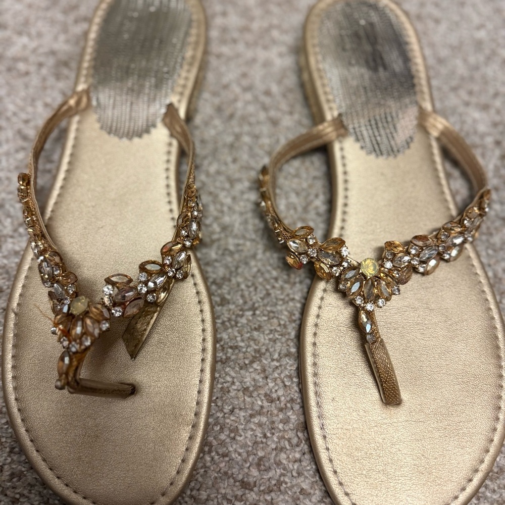 Elegant Gold Embellished Sandals